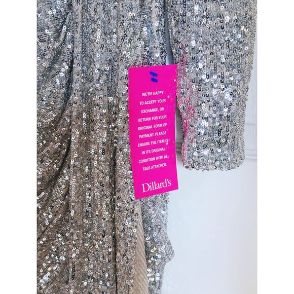 NWT Alex Marie Milly Silver Sequin Shimmer Dress Size 4 - Picture 6 of 10